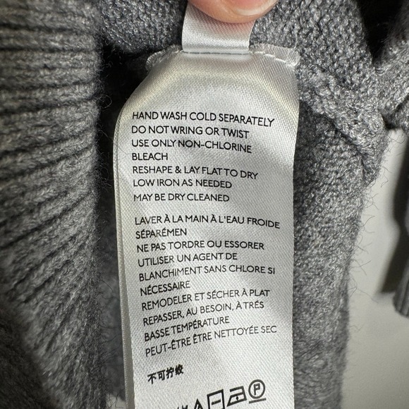 Anthropologie Cowl Neck Sweater Size Large Petite Gray‎ Relaxed Cozy Minimalist - Picture 12 of 12